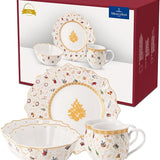 Aparelho de Jantar Natalino 6 Peças - Dourado