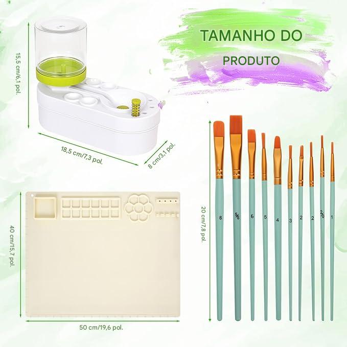 Kit Pintura - Tapete de Silicone + Pinceis + Limpador de Pinceis