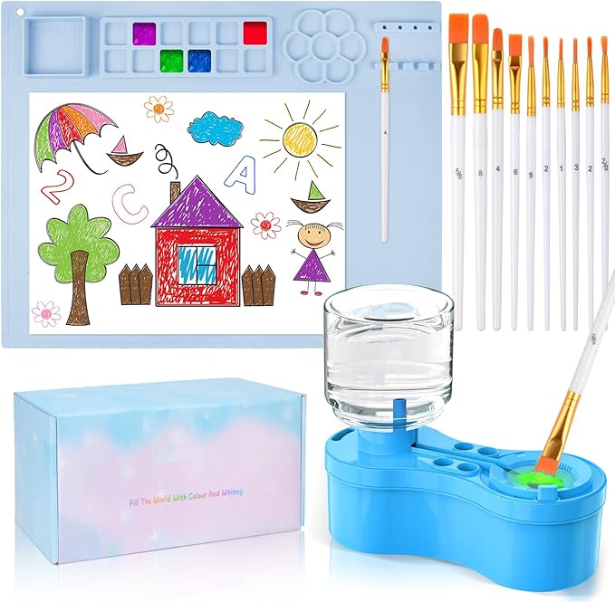 Kit Pintura - Tapete de Silicone + Pinceis + Limpador de Pinceis