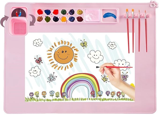 Kit Pintura - Tapete de Silicone + Pinceis + Limpador de Pinceis