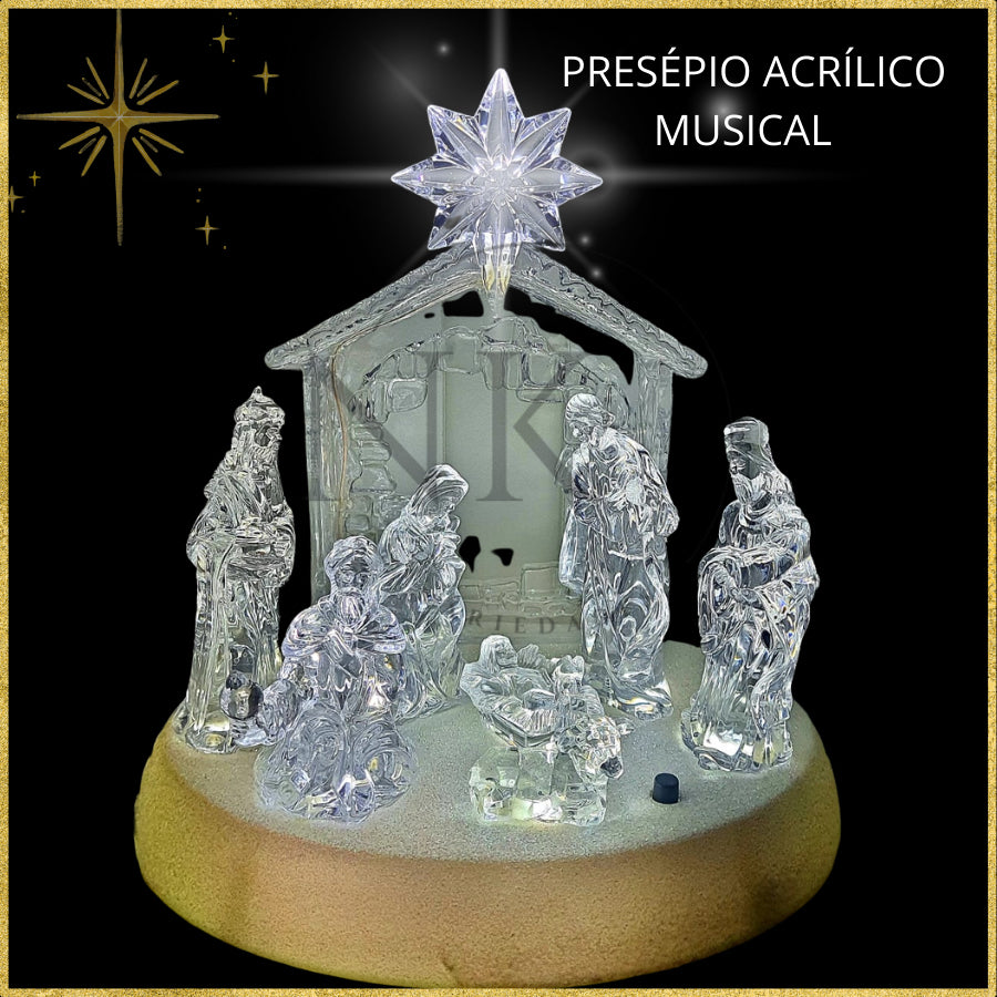 PRESEPIO MUSICAL EM ACRILICO - DECORAÇÃO DE NATAL