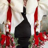 Escapulário Natalino Decorativo com Quebra-Nozes e Guirlanda - Vermelho e Branco