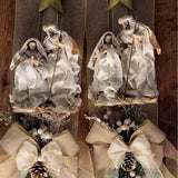 Escapulário Sagrada Família Natalino com Laço e Pinheiro