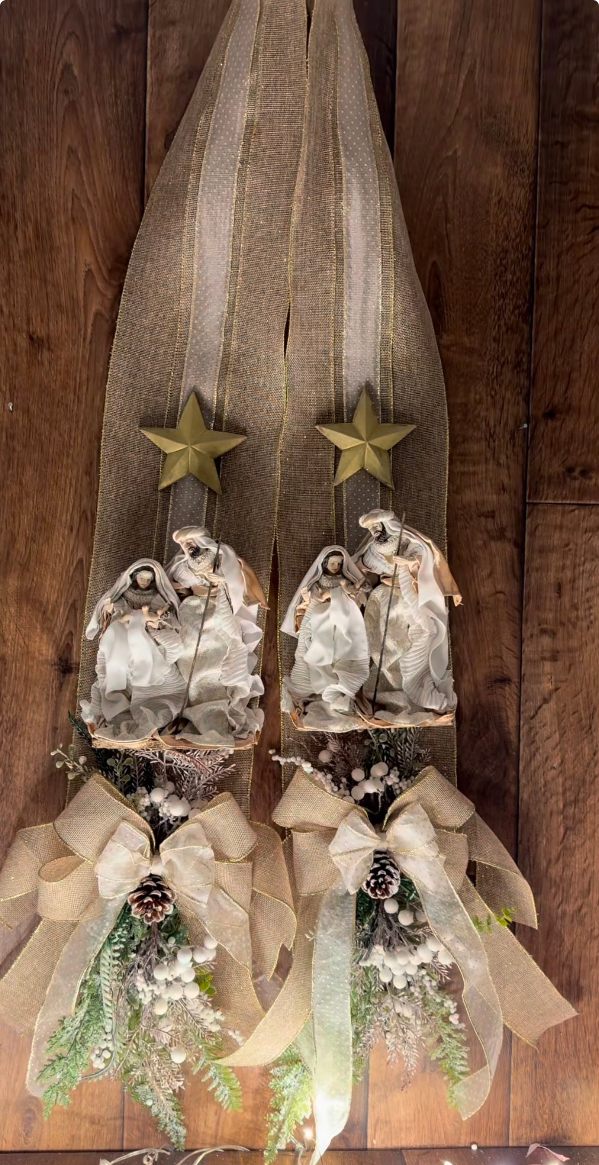 Escapulário Sagrada Família Natalino com Laço e Pinheiro