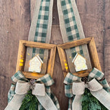 Escapulário Duplo Casinhas Natalinas com Xadrez Verde