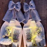 Enfeite de Porta Páscoa Iluminado 3D - Duplo com Coelhinhos e Lavandas LED