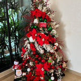 Árvore de Natal + Decoração 360º Flower Red Inclusa - 2,40 Metros
