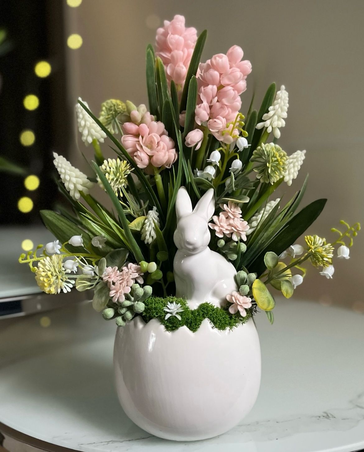 Arranjo Branco temático Páscoa para decoração - 15 x 30