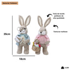Coelhos Casal de palha da páscoa Estatuetas  - 39 CM