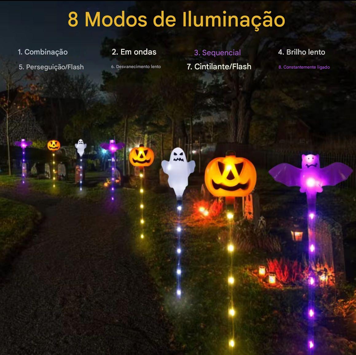 Kit Luminária Colorida Solar Decorativa  Abóbora Para Halloween - 6 Peças
