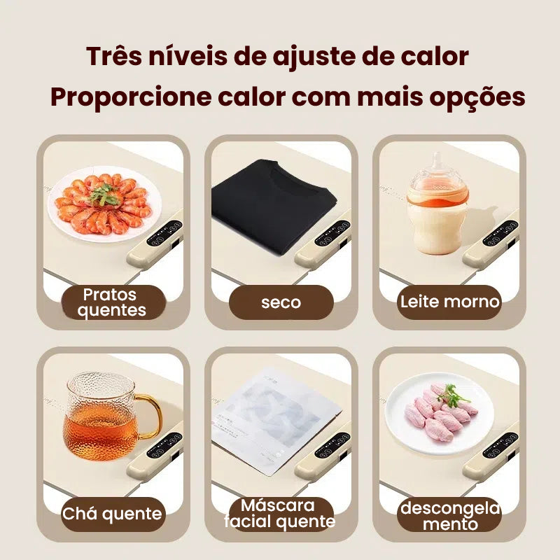 Bandeja Aquecedora Elétrica Dobrável com Temperatura Ajustável