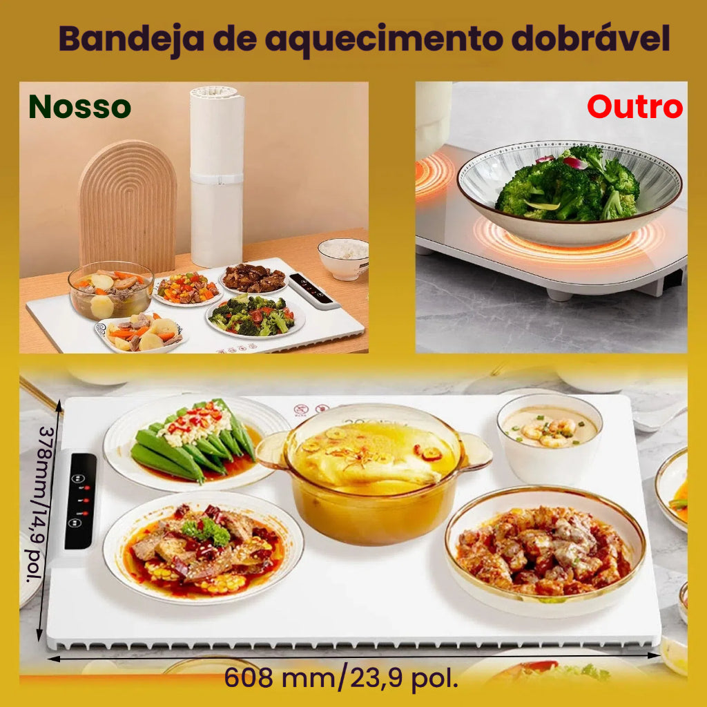 Bandeja Aquecedora Elétrica Dobrável com Temperatura Ajustável