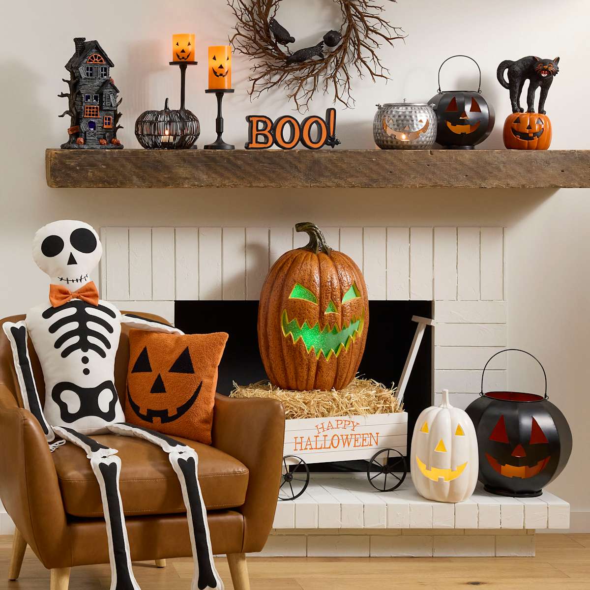 🎃 Decoração Blow Mold Gato Preto e Abóbora Jack-o'-Lantern – 33 cm