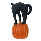 🎃 Decoração Blow Mold Gato Preto e Abóbora Jack-o'-Lantern – 33 cm
