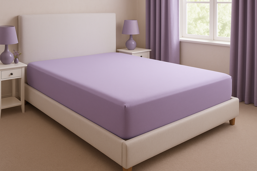 Lençol de Elástico Queen Lavanda Algodão - 158x198cm