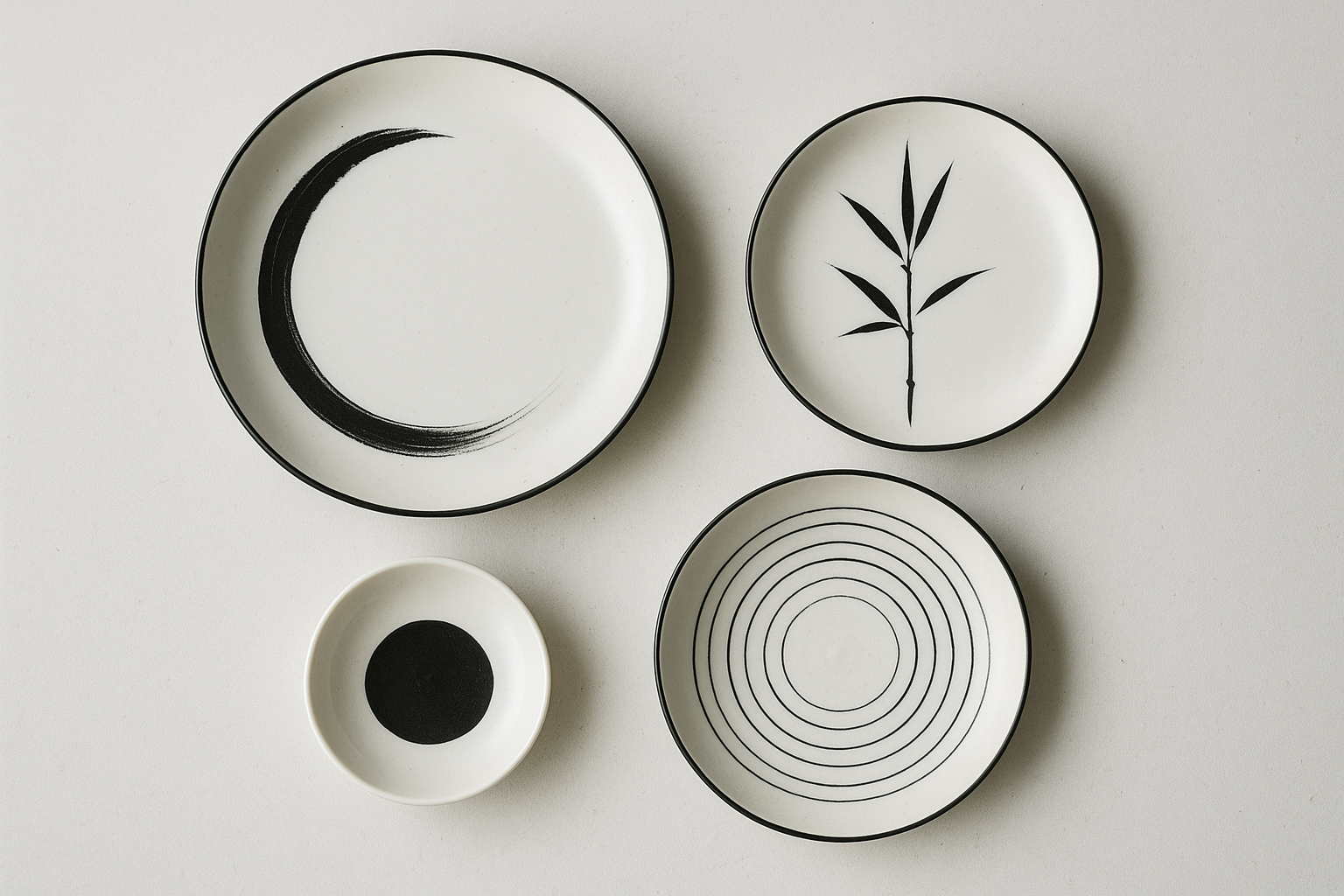 Conjunto Pratos Porcelana Japonesa Zen - 18 Peças Minimalista