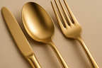 Conjunto Talheres Dourados Premium - 48 Peças Banhado Ouro