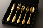 Conjunto Talheres Dourados Premium - 48 Peças Banhado Ouro