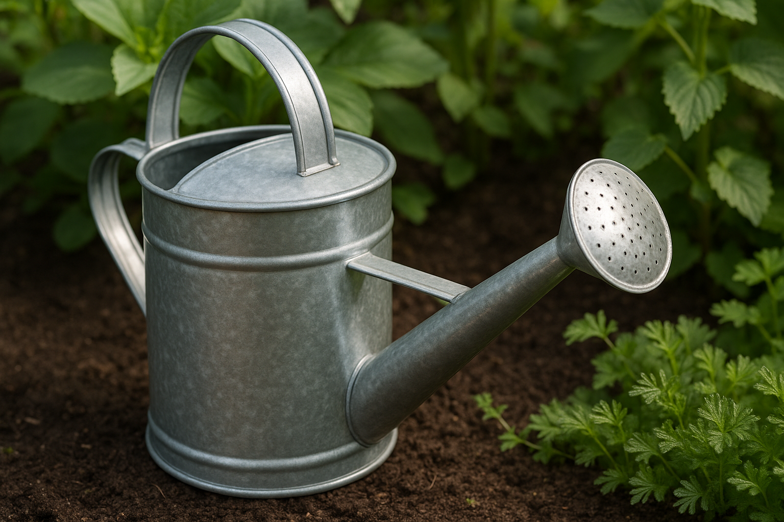 Regador de Metal Galvanizado 2L com Bico Longo e Crivo