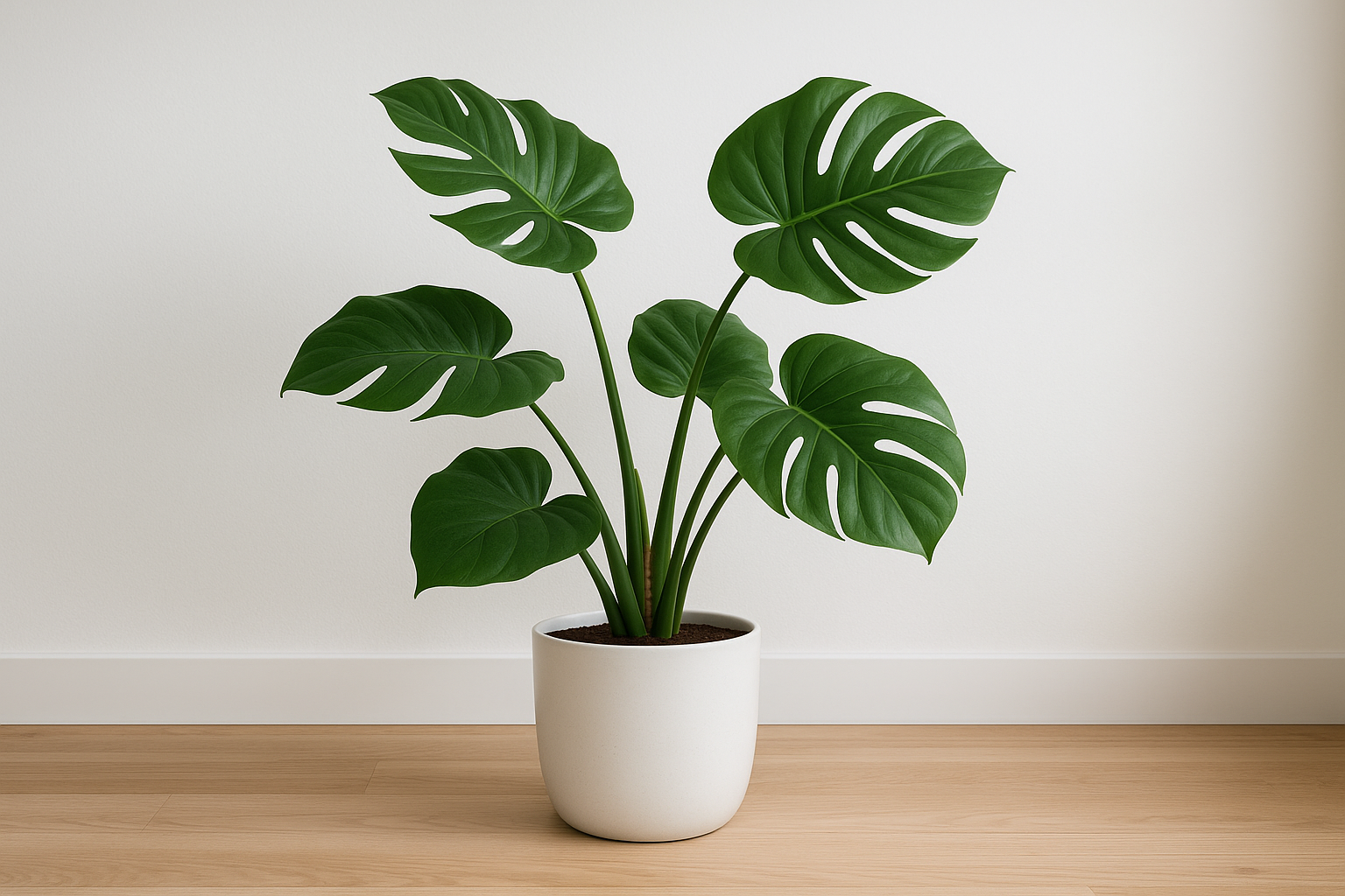Planta Artificial Monstera Deliciosa 80cm com Vaso Cerâmica