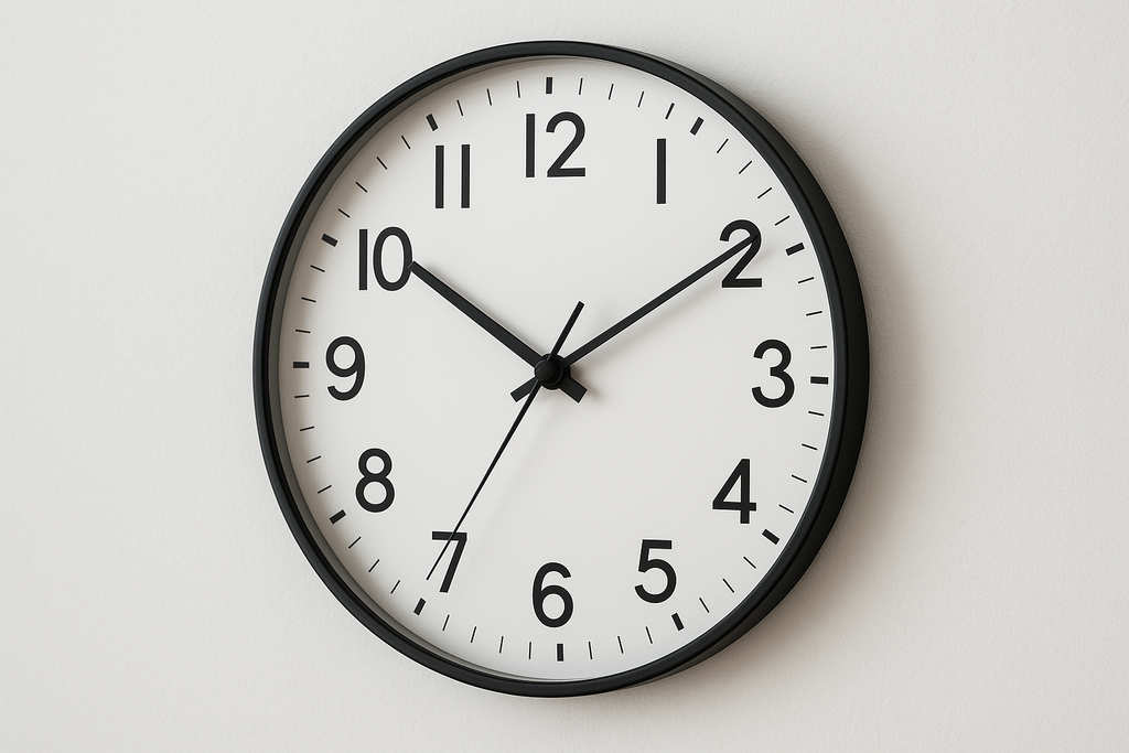 Relógio de Parede Minimalista Silencioso 30cm Branco e Preto