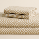 Jogo de Cama King Geométrico Bege e Branco - 4 Peças