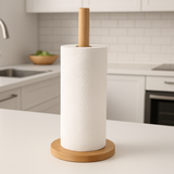 Suporte para Papel Toalha Bambu Vertical com Base Pesada 35cm
