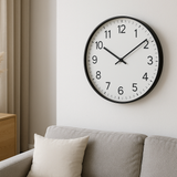 Relógio de Parede Minimalista Silencioso 30cm Branco e Preto