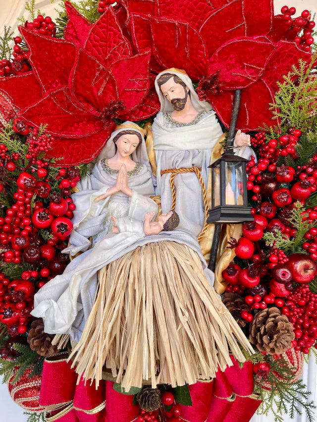 Guirlanda De Natal Sagrada Família C/ Led 65cm