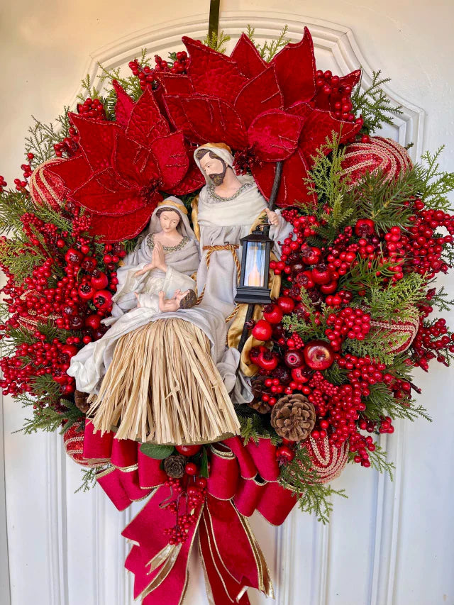 Guirlanda De Natal Sagrada Família C/ Led 65cm