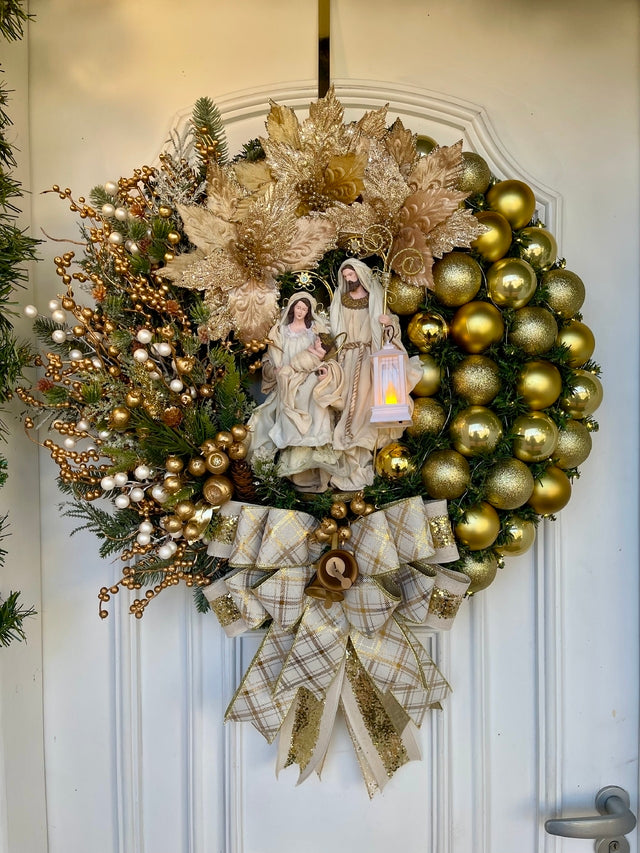 Guirlanda De Natal Sagrada Família C/ Led 65cm