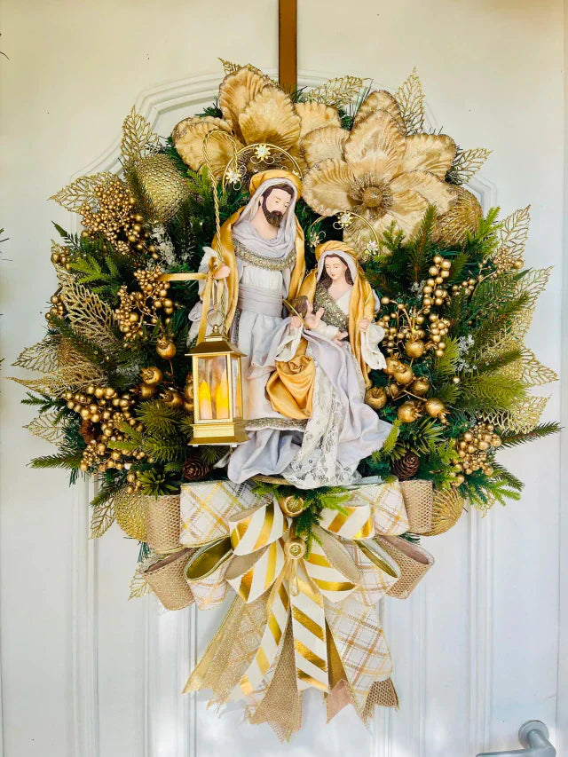 Guirlanda De Natal Sagrada Família C/ Led 65cm