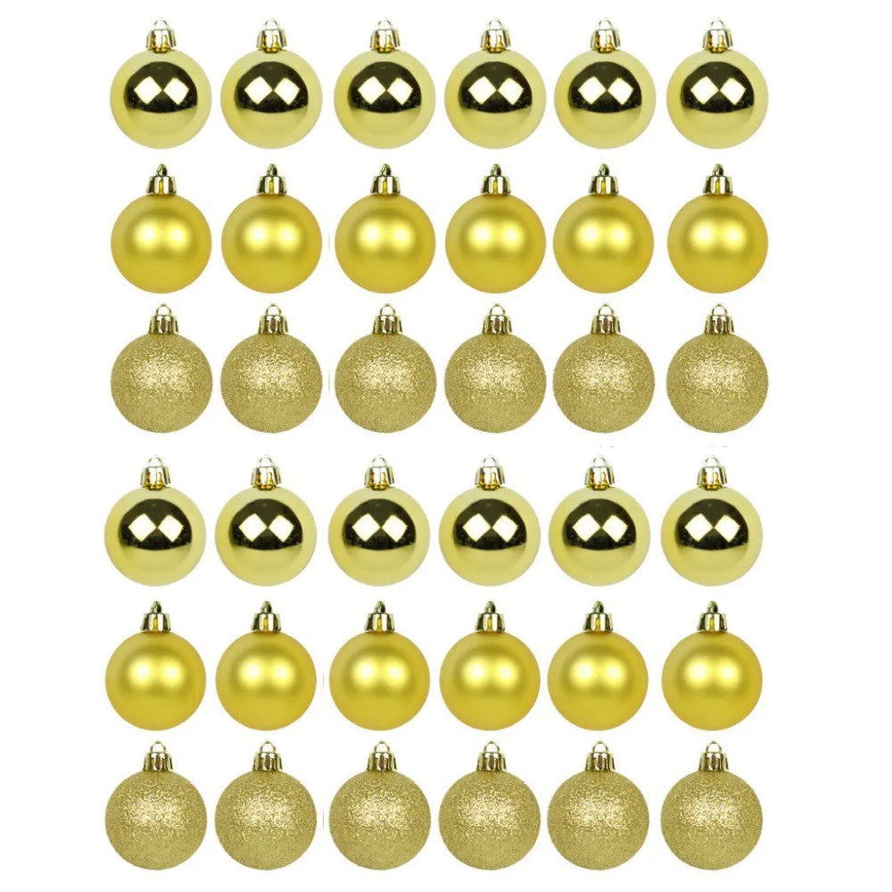 Kit 30 Bolas De Natal Mista 4cm Dourada Decoração Árvore