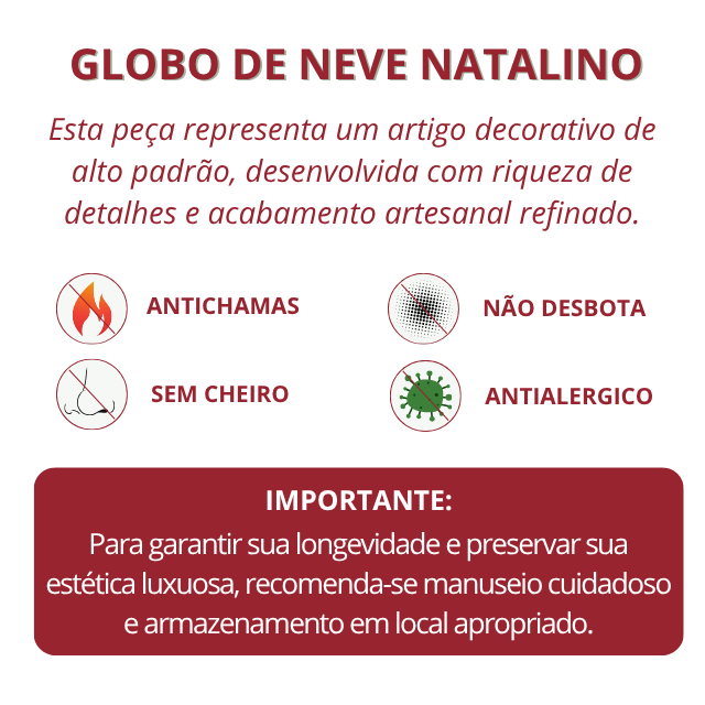 Globo de neve de Papai Noel vermelho e dourado